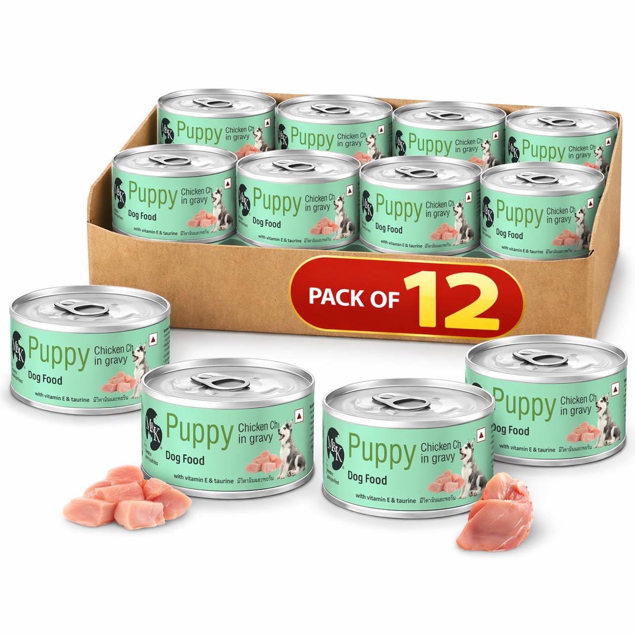 Wet Dog Food - Puppy | Chicken Chunks In Gravy | Pack of 12 & 24
