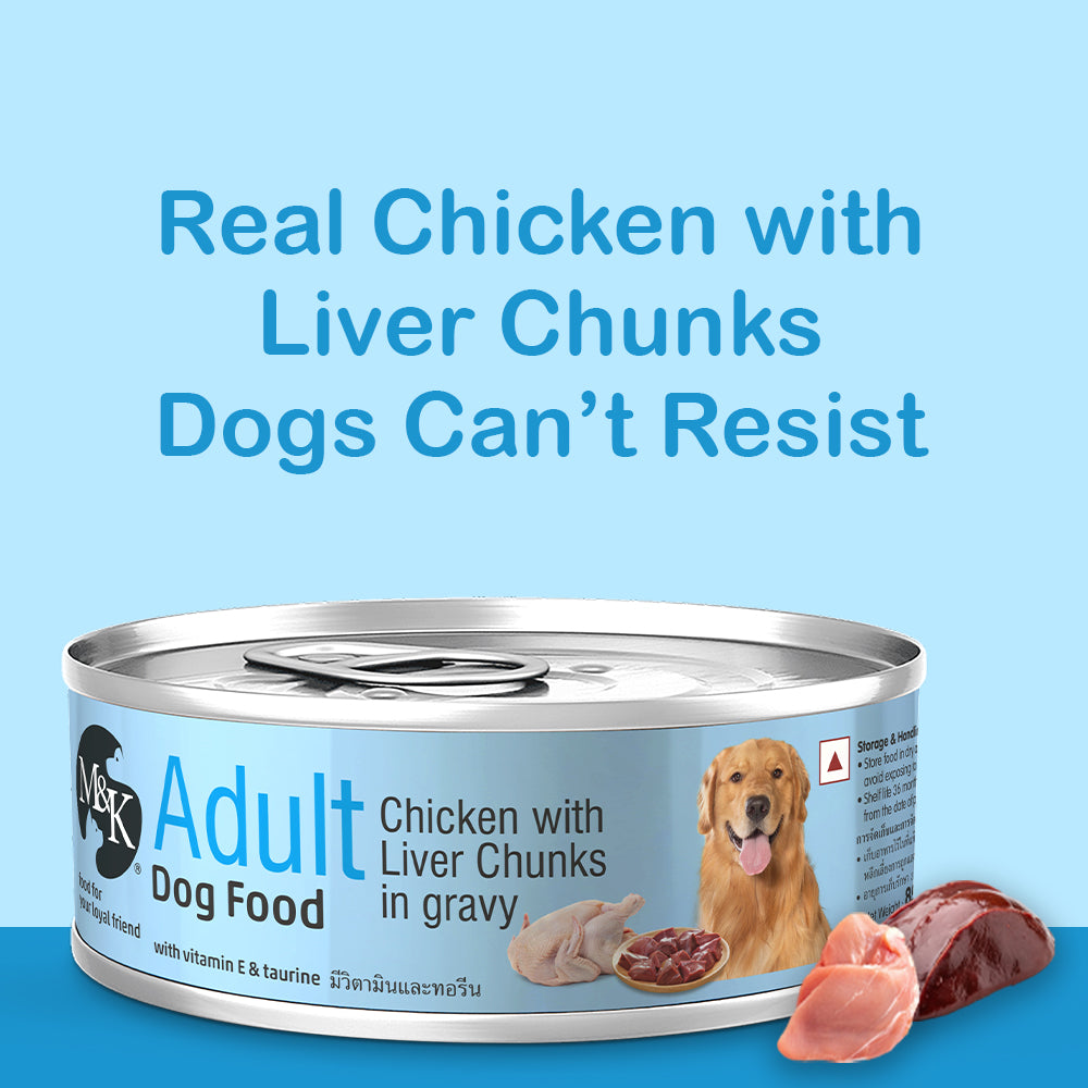 Wet Dog Food - Adult Dog |  Chicken with Liver Chunks In Gravy | Pack of 12 & 24