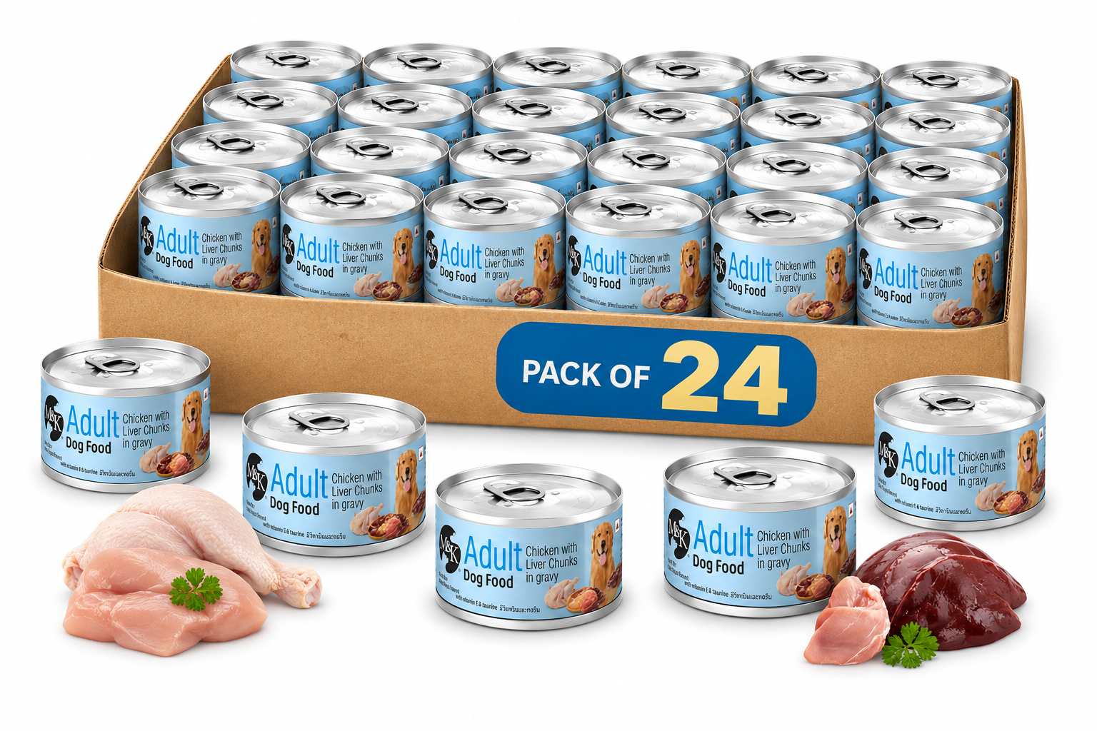 Wet Dog Food - Adult Dog |  Chicken with Liver Chunks In Gravy | Pack of 12 & 24