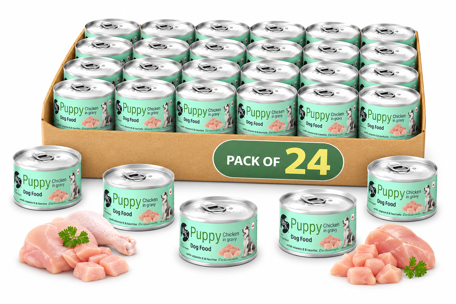 Wet Dog Food - Puppy | Chicken Chunks In Gravy | Pack of 12 & 24