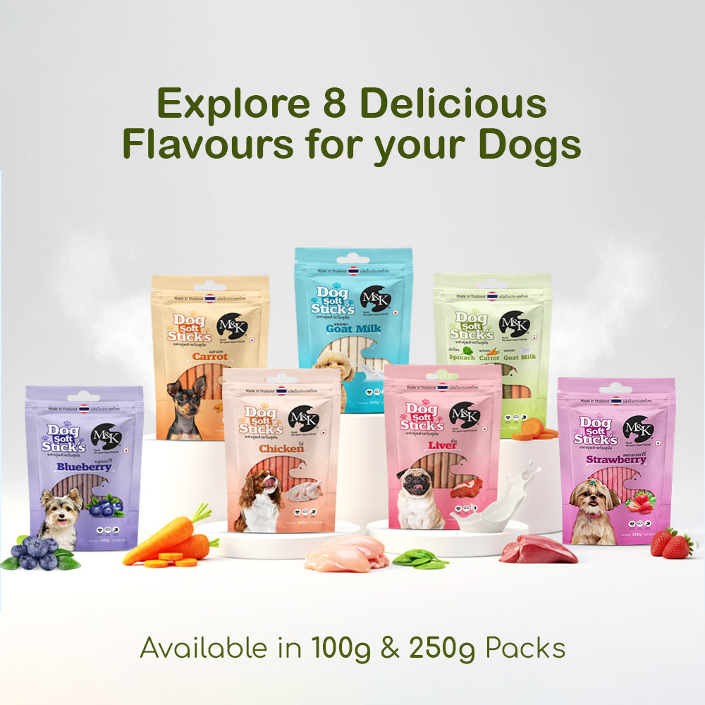 Dog Soft Sticks | Mix Flavour (Spinach, Carrot & Goat Milk) | Soft Chewy Training Treat for All Breeds
