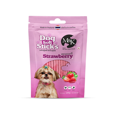 Dog Soft Sticks | Strawberry Flavour | Soft Chewy Training Treat for All Breeds